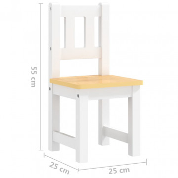 Set masă&scaune pentru copii, 3 piese, alb și bej, MDF - Img 7