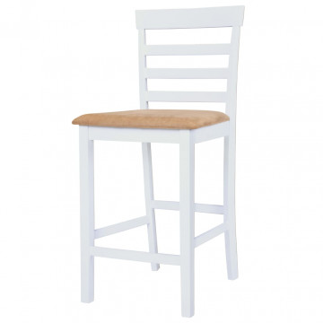 Set masă și scaune de bar, 3 piese, lemn masiv, maro și alb - Img 5
