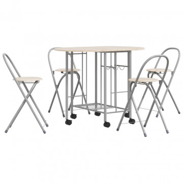 Set masă și scaune de bucătărie pliabile din MDF, 5 piese - Img 2