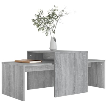 Set măsuță de cafea, gri sonoma, 100x48x40 cm, lemn prelucrat - Img 3