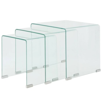 Set mese suprapuse, sticlă călită transparentă, trei piese - Img 1
