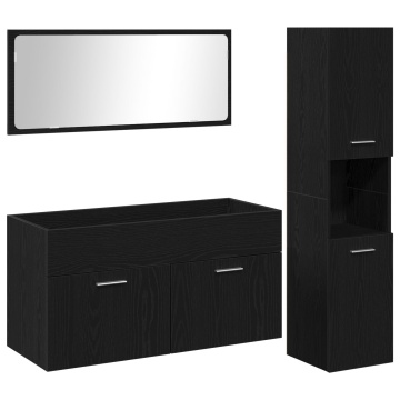 Set mobilă baie 3 piese din stejar negru, lemn ingineresc - Img 2