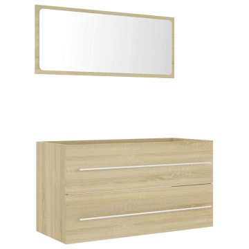 Set mobilier baie, 2 piese, stejar Sonoma, PAL - Img 2