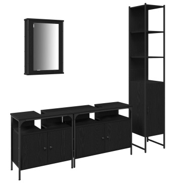Set Mobilier Baie 4 Piese Stejar Negru Lemn Prelucrat - Img 2
