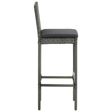 Set mobilier bar de exterior cu perne, 3 piese, gri, poliratan - Img 5