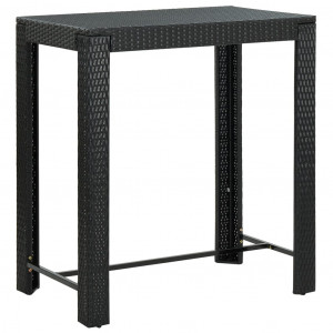 Set mobilier bar de exterior cu perne, 7 piese, negru poliratan - Img 5