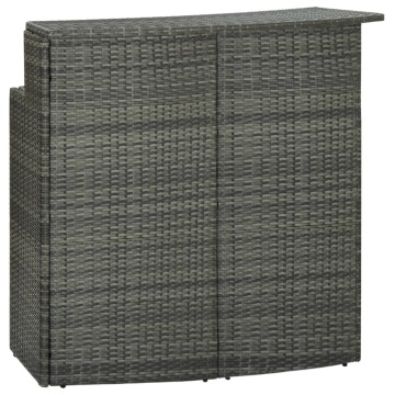 Set mobilier bar de grădină, cu perne, 3 piese, gri, poliratan - Img 6