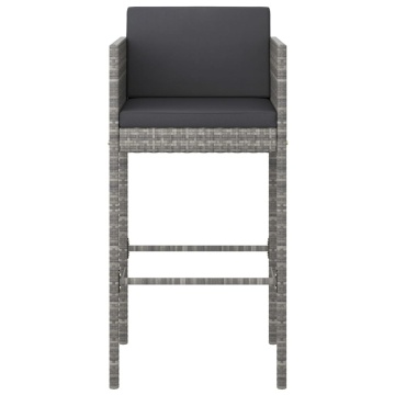 Set mobilier bar de grădină, cu perne, 3 piese, gri, poliratan - Img 4