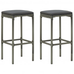Set mobilier bar de grădină, cu perne, 3 piese, gri, poliratan - Img 8