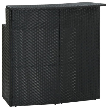 Set mobilier bar de grădină cu perne, 3 piese, negru, poliratan - Img 6