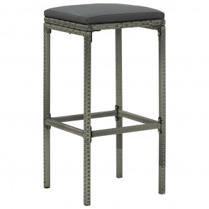 Set mobilier bar de grădină cu perne, 5 piese, gri, poliratan - Img 5