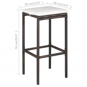 Set mobilier bar de grădină cu perne, 5 piese, maro, poliratan - Img 7