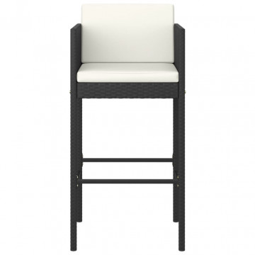 Set mobilier bar de grădină cu perne, 5 piese, negru, poliratan - Img 4