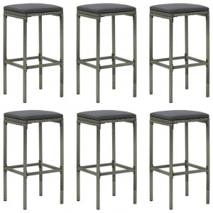 Set mobilier bar de grădină cu perne, 7 piese, gri, poliratan - Img 2