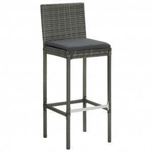 Set mobilier bar de grădină cu perne, 7 piese, gri, poliratan - Img 2