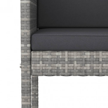 Set mobilier bar de grădină cu perne, 7 piese, gri, poliratan - Img 8