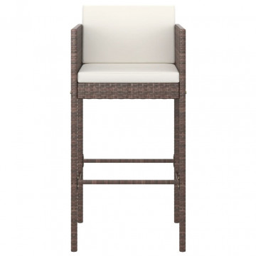 Set mobilier bar de grădină cu perne, 7 piese, maro, poliratan - Img 4