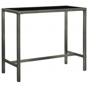 Set mobilier bar de grădină cu perne, 9 piese, gri, poliratan - Img 2