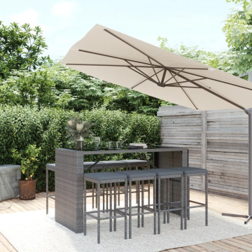 Set mobilier bar de grădină, cu perne, 9 piese, gri, poliratan - Img 1