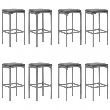 Set mobilier bar de grădină, cu perne, 9 piese, gri, poliratan - Img 4