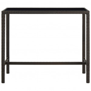 Set mobilier bar de grădină cu perne, 9 piese, maro, poliratan - Img 3
