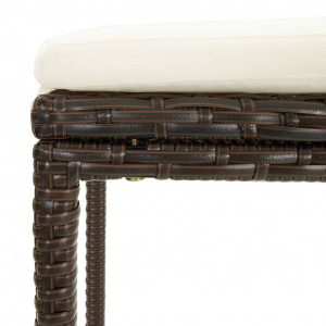 Set mobilier bar de grădină cu perne, 9 piese, maro, poliratan - Img 5