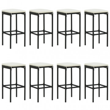 Set mobilier bar de grădină cu perne, 9 piese, negru, poliratan - Img 4