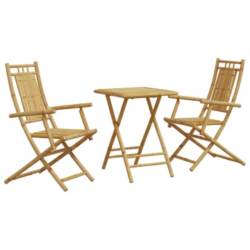 Set mobilier bistro, 3 piese, bambus - Img 2