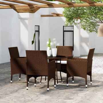 Set mobilier bistro, 3 piese, maro, poliratan/sticlă securizată - Img 1