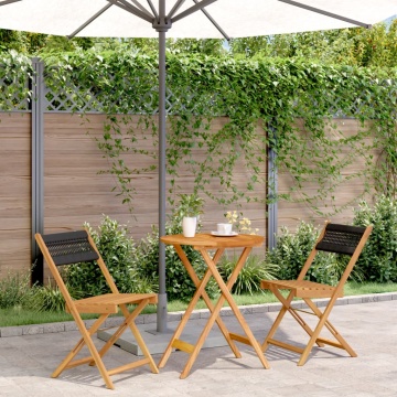 Set mobilier bistro, 3 piese, negru, polipropilenă lemn masiv - Img 1