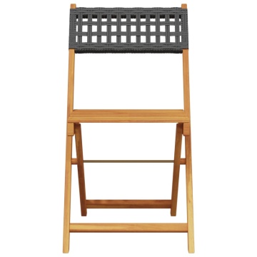 Set mobilier bistro, 3 piese, negru, poliratan și lemn masiv - Img 4