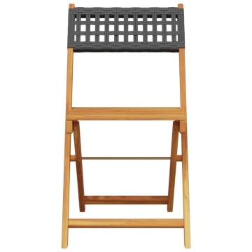 Set mobilier bistro, 3 piese, negru, poliratan și lemn masiv - Img 5