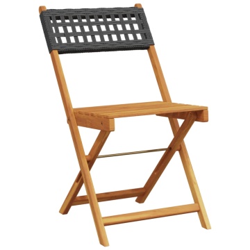 Set mobilier bistro, 3 piese, negru, poliratan și lemn masiv - Img 8