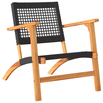 Set mobilier bistro, 3 piese, poliratan negru/lemn de acacia - Img 4