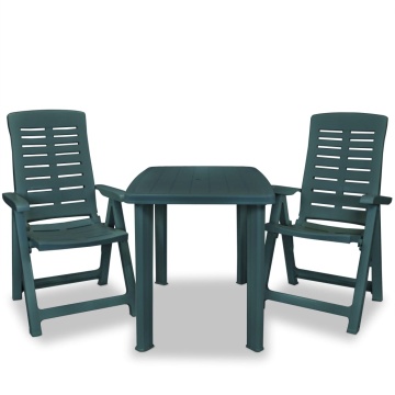 Set mobilier bistro, 3 piese, verde, plastic - Img 2