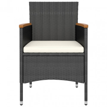 Set mobilier bistro grădină 5 piese negru poliratan/lemn acacia - Img 4
