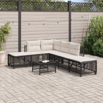 Set mobilier colțar de grădină cu perne 3 piese negru poliratan - Img 3