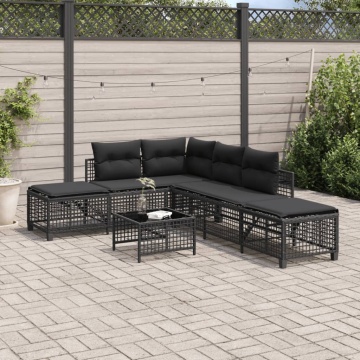 Set mobilier colțar de grădină cu perne 3 piese negru poliratan - Img 3