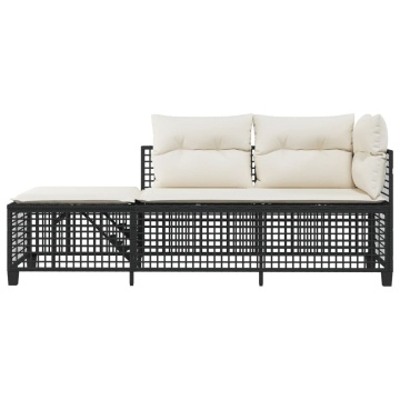 Set mobilier colțar de grădină cu perne 3 piese negru poliratan - Img 8