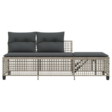 Set mobilier colțar grădină perne 3 piese gri deschis poliratan - Img 6