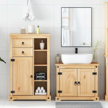 Set mobilier de baie „Corona”, 2 piese, lemn masiv de pin - Img 3