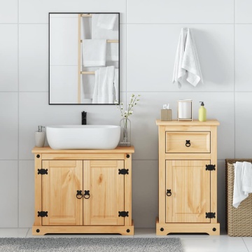 Set mobilier de baie „Corona”, 2 piese, lemn masiv de pin - Img 3