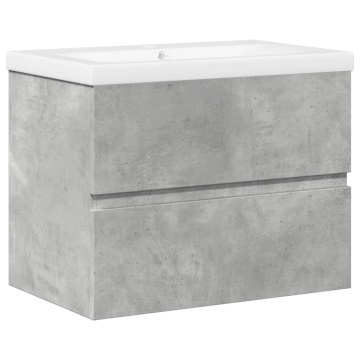 Set mobilier de baie, 2 piese, gri beton, lemn compozit - Img 2