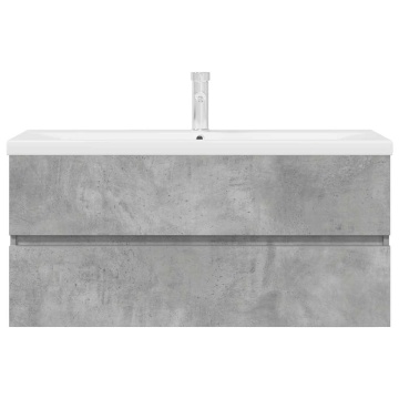 Set mobilier de baie, 2 piese, gri beton, lemn compozit - Img 4