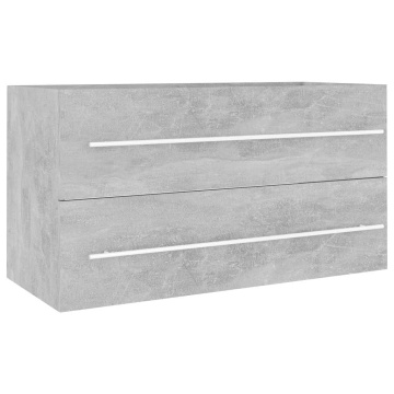 Set mobilier de baie, 2 piese, gri beton, PAL - Img 6