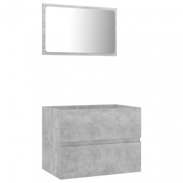 Set mobilier de baie, 2 piese, gri beton, PAL - Img 2