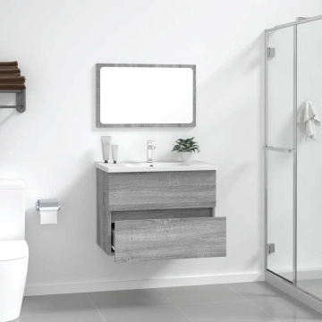 Set mobilier de baie, 2 piese, gri sonoma, lemn prelucrat - Img 3