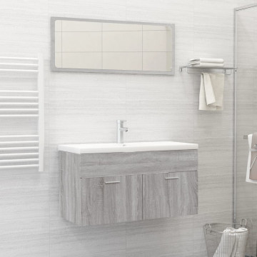 Set mobilier de baie, 2 piese, gri sonoma, lemn prelucrat - Img 1