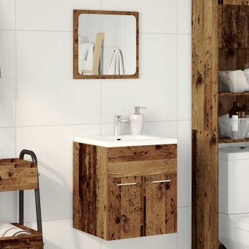 Set mobilier de baie, 2 piese, lemn vechi, lemn prelucrat - Img 3