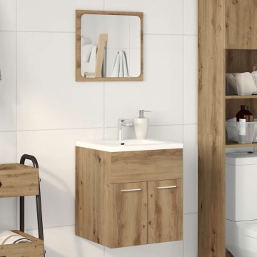 Set mobilier de baie, 2 piese, stejar artizanal, lemn prelucrat - Img 3